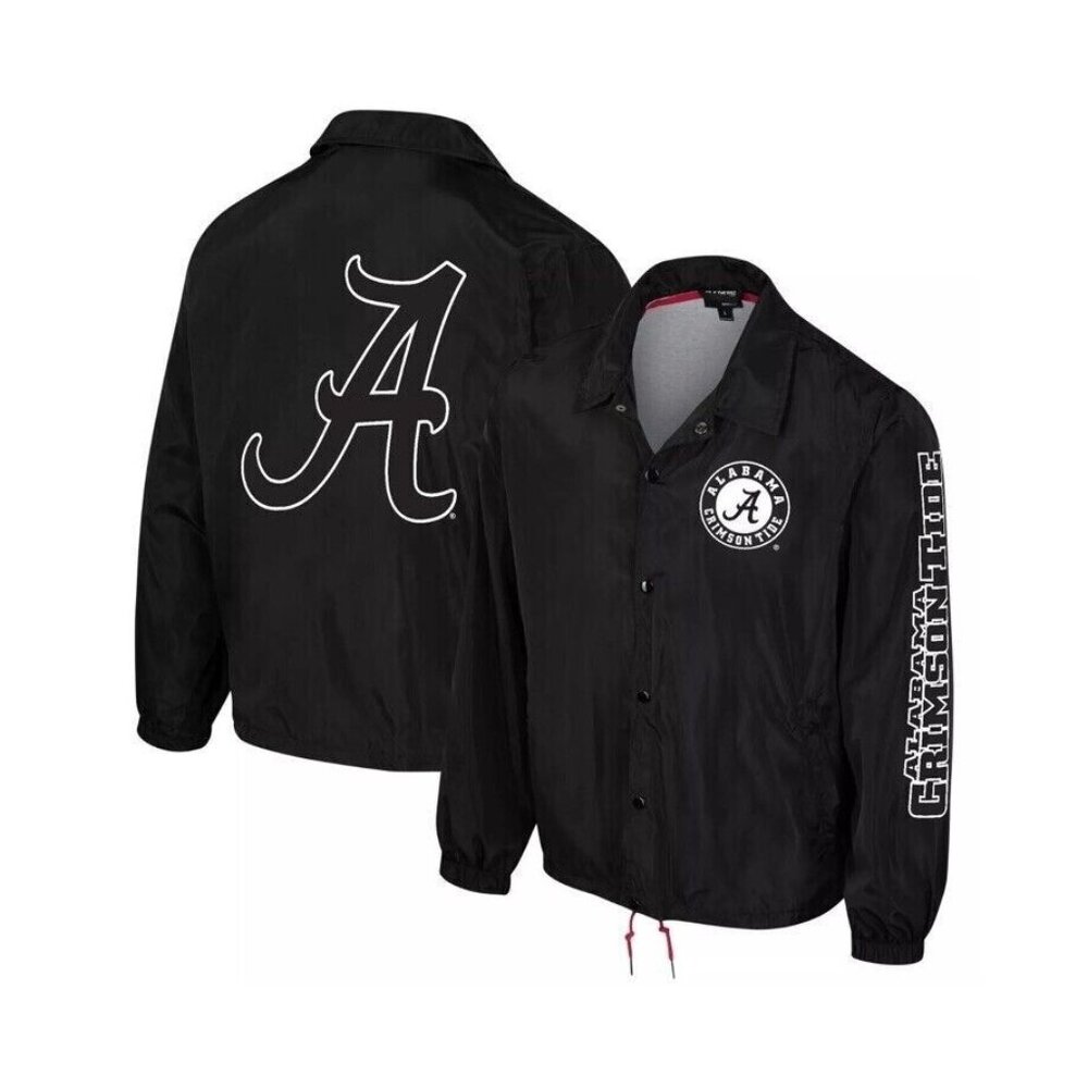 Alabama Crimson Roll Tide Mens Black  Jacket Snap Button New NCAA